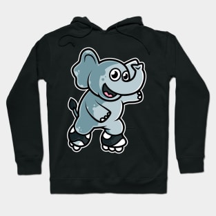 Elephant Retro Roller Skate graphic Hoodie